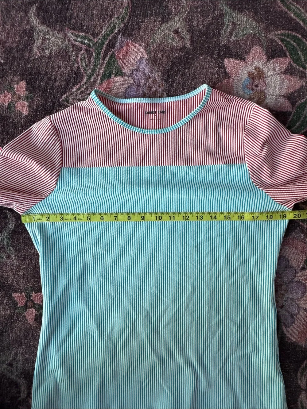 Land’s End Colorblock Swim Top Women’s Red Blue Yellow Stripe - MEDIUM
